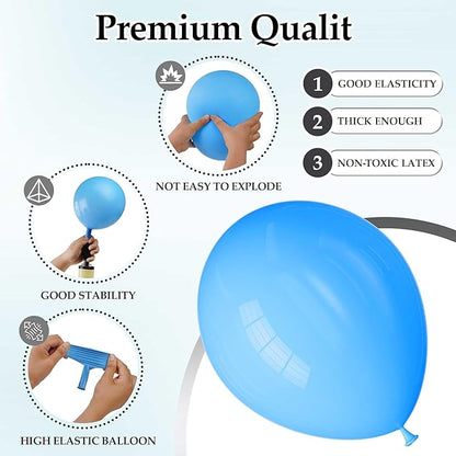 130PCS Light Blue Balloons, Latex Balloon Different Sizes 18/12/10/5 Inch, Helium Balloons with Ribbon, Party Balloon Set for Birthday Wedding Graduation Anniversary Baby Shower Decoration