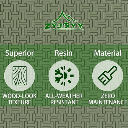 ZYJOYY Outdoor Storage Box, 90 Gallon Deck Box, Waterproof Resin Storage Bin for Patio Cushions, Gardening Tools, Lockable, UV Resistant,Olive Green