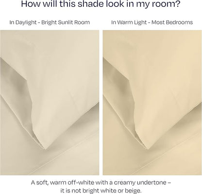 California Design Den Thick and Natural 100% Cotton Sheets King Size Set - Luxury 1000 Thread Count Sateen, Deep Pockets, Soft, Breathable and Durable Bedding Sheet Set - Ivory (Creamy Beige Tone)