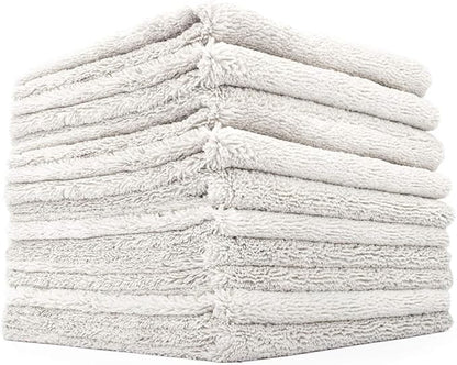 The Rag Company - Creature Edgeless Auto Detailing Towels; Professional 70/30 Blend, Dual-Pile Plush Microfiber, Buffing & Polishing, 420gsm - 16in x 16in - Ice Grey - 10-Pack