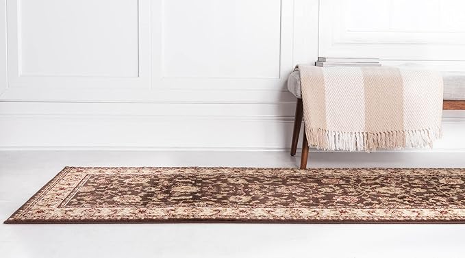 Rugs.com Aditi Collection Rug – 2' 7 x 10' Runner Brown Low Rug Perfect for Living Rooms, Large Dining Rooms, Open Floorplans