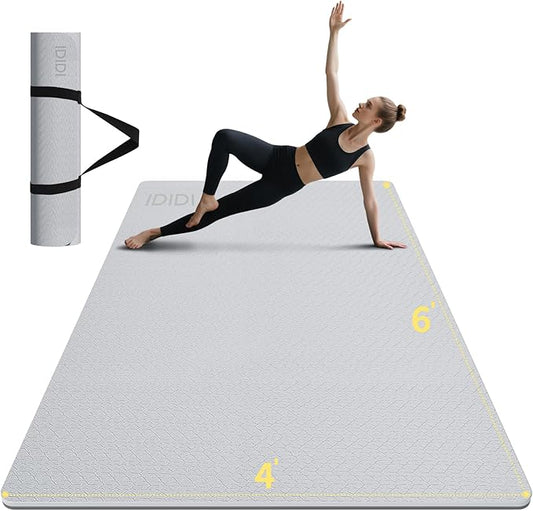 8mm Large Yoga Mat (6'x 4') - Extra Long and Wide 72 x 48 x 0.32 inches, Non-Slip POE Fitness Mat, Eco-Friendly, Thick Wide Exercise Mat for Home Workouts,Ideal for Yoga and Pilates.