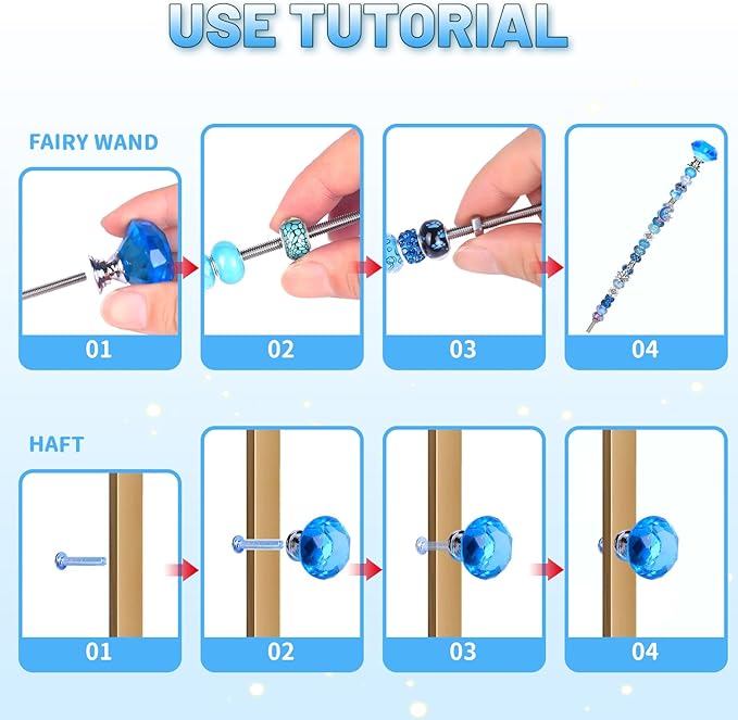 158 Pcs DIY Fairy Wand Garden Stakes Kit,Multiple Color Scheme European Beads Crystal Diamond Tops and 12 or 10 Inch Threaded Rods,Stainless Steel Stakes with Diamond Toppe (Red)