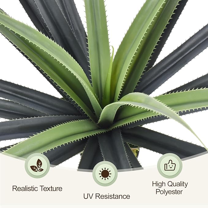 4ft Artificial Spiked Agave Plant, 48inch Faux Agave Plants Indoor Realistic Floor Plant Perfect for Front Porch, Patio, Indoor Outdoor Home, Office Decor (Set of 2)