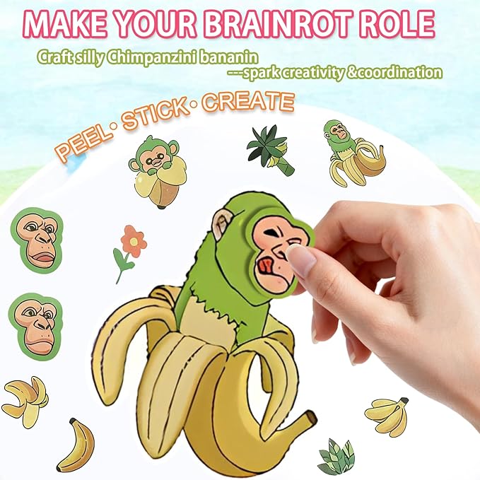 126 PCS Italian Brainrot Party Favors Set – Temporary Tattoos, Slap Bracelets, Invitation Cards, Keychains, Gift Bags & Make a Face Stickers for Italian Brainrot Party Gift Giveaways, Holiday Rewards