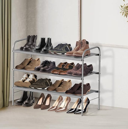 Simple Houseware 3-Tier Shoe Rack Storage Organizer, Grey – Space-Saving Shoe Shelf, Holds 9–16 Pairs, Sturdy Metal Frame, Easy Assembly – Closet, Entryway, Bedroom Shoe Storage Solution