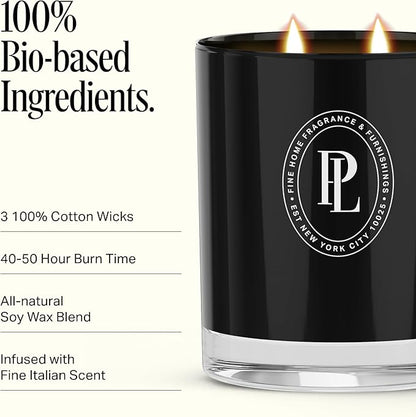 Preston Lane Luxury 3-Wick Scented Candle, Doheny Drive, 24 oz Hand-Poured in USA | Long Burn Time (40–50 Hrs), Vegan Soy Wax Blend, Decorative Ceramic Vessel, Fine Italian Fragrance