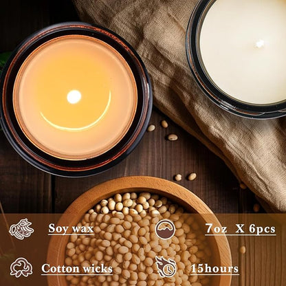 Scented Candles Set for Home, 6 Pack Scented Aromatherapy Candles for Women, 42.3 Oz 300 Hours Burning, Soy Wax Candle Gift Set with Lemon Lavender, Idea for Birthday, Anniversary, Mother's Day
