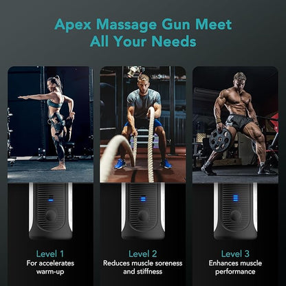 opove Apex Massage Gun Deep Tissue 14.5mm Percussion Fascia Muscle Massage for Athletes Workout Pain Relief Recovery Relaxation, Professional Therapist Choice, Ergonomic for Effortless to Use, Silver