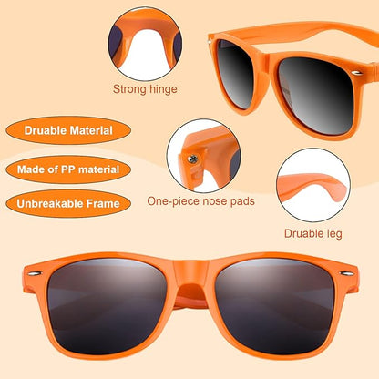 FEPITO 24 Pack Party Sunglasses Bulk for Birthday Party Favors Goody Bag Fillers for Beach Pool Party Toys for Adults, Orange
