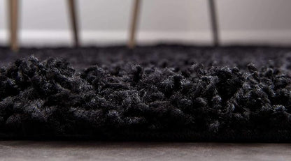 Unique Loom Solid Shag Collection Area Rug (2' 6" x 16' 5" Runner, Jet Black)
