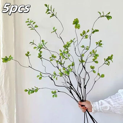 5 Pcs Artificial Ficus Branches Faux Eucalyptus Stems, 47.2 Inch Fake Greenery Stems Realistic Touch Faux Branches for Vase for Office Home Wedding Vase Filler Decoration