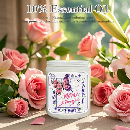 Christmas Gifts for Mom, Rose Lily Scented Candles, Soy Wax Aromatherapy Candle for Stress Relief, Non Toxic, Long Lasting Time of 50 Hour,Gifts for Mom from Daughter Son