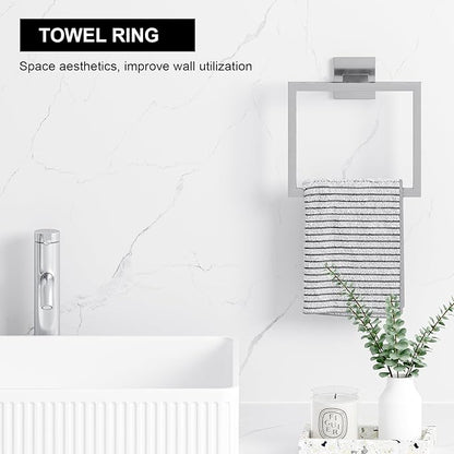 10-Pieces Brushed Nickel Bathroom Accessories Set, 23.6 Inch Bath Towel Bar Set, Stainless Steel Bathroom Hardware Set, Towel Racks for Bathroom Wall Mounted.