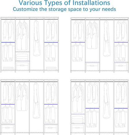 VIPEK V40 Wire Garment Rack Heavy Duty Clothes Racks for Hanging Clothes, Multi-Functional Bedroom Clothing Racks Freestanding Closet Wardrobe Rack, 76" L x 15.7" W x 76.4" H, Max Load 1110lbs, White