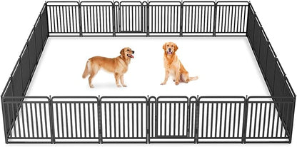 New Thickened Version Dog Playpen, 32 Inch Dog Fences for The Yard, Portable Outdoor Dog Playpen for Large/Medium/Small Dogs, Foldable Metal Dog playpen, with Doors (24 Panels)