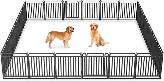 New Thickened Version Dog Playpen, 32 Inch Dog Fences for The Yard, Portable Outdoor Dog Playpen for Large/Medium/Small Dogs, Foldable Metal Dog playpen, with Doors (24 Panels)