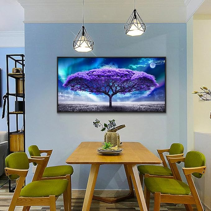 Wapluam Black Framed Canvas Wall Art For Living Room Large Size Wall Decor For Bedroom Purple Tree Abstract Scenery Pictures Artwork Canvas Prints Office Decor Painting Modern Home Decoration 20X40