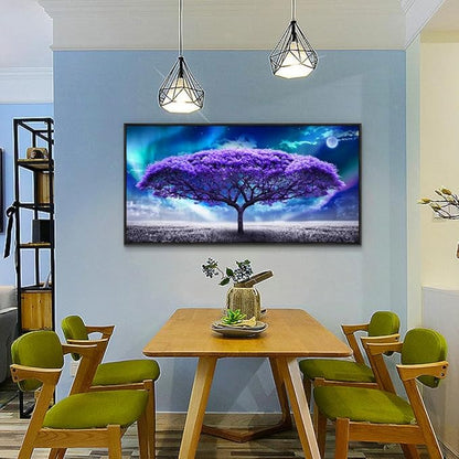 Wapluam Black Framed Canvas Wall Art For Living Room Large Size Wall Decor For Bedroom Purple Tree Abstract Scenery Pictures Artwork Canvas Prints Office Decor Painting Modern Home Decoration 20X40