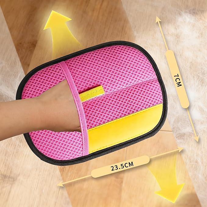 Pet Hair Removal Glove - Electrostatic Reusable Magic Brush Glove for Dog & Cat Hair Removal on Furniture, Car Seats, Clothes & Bedding (Pink)