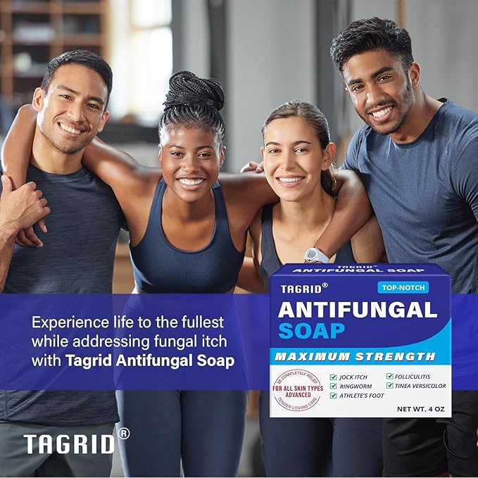 TAGRID Antifungal Soap Treatment for Body: Antibacterial Tea Tree Soap Suitable for Athletes' Post-workout rinse - Treatment for Jock Itch, Ringworm, Folliculitis, Tinea Versicolor, and Fungal Acne.