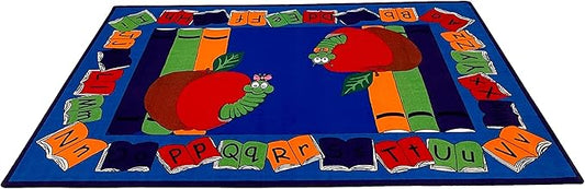 Let's Book It Reading Rug, 7'6" x 12', Multicolored, Educational Classroom Rug, Kids Learning Play Mat | Area Rug for Bedroom or Playroom