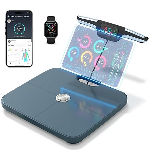 Premium Smart Digital Body Weight Scale FSA or HSA elegible - 8 Electrodes – 56+Metrics -Rechargeable- WiFi & Bluetooth - Full Body Analysis -Track Body Fat, Muscle Mass, Fat Percentage, Sleek Design