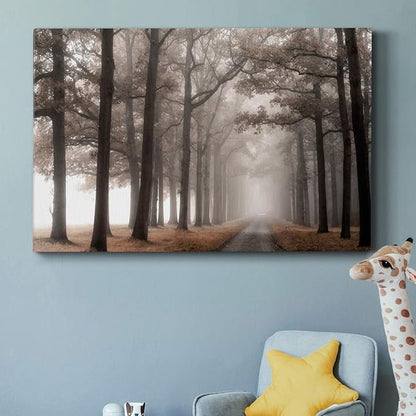 Wexford Home Decor Landscape Canvas Wall Art Abstract Floral Painting Modern Pictures Artwork Decoration for Living Room Kitchen Bathroom Office, Ready to Hang, misty road, 24x36