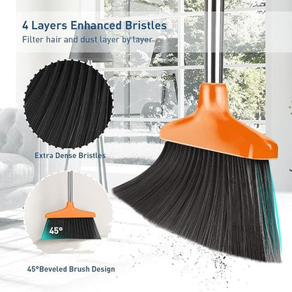 FGY Broom and Dustpan Set Stand Up Broom and Dust Pan Combo for Dog Cat Pets Home Use (Black)