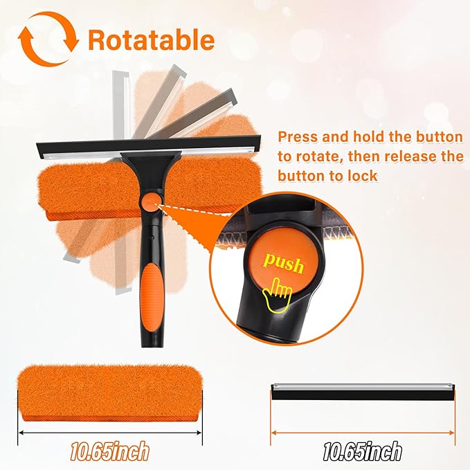 30FT Telescoping Window Squeegee Kit | 2-in-1 Professional Window Washer & Microfiber Scrubber with Extension Pole | High Reach Cleaning Tool for Outdoor, Indoor Windows & Glass