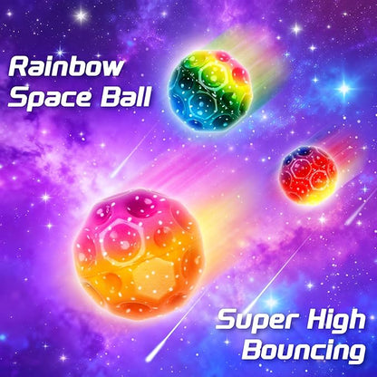 24 Pcs Valentine’s Day Gift Moon Bouncy Balls Bulk with Cards Multicolored Stress Space Balls Party Favors School Classroom Exchanges Goodie Bags Outdoor Sport Toys for Toddlers Boys Girls Kids Teens