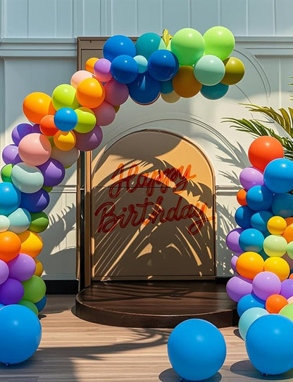 10 Colors Rainbow Party Balloons 100 Pack, 12 Inch Vibrant Latex Helium Round Balloons Garland for Birthdays Weddings Baby Showers Arch Decorations