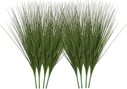 VEVOR Artificial Grass Plant, 27 inch Faux Onion Grass Fake Greenery Shrubs Plant, Premium PVC for Indoor Outdoor House Home Garden Office Room Décor, Housewarming, 8 Pack Green