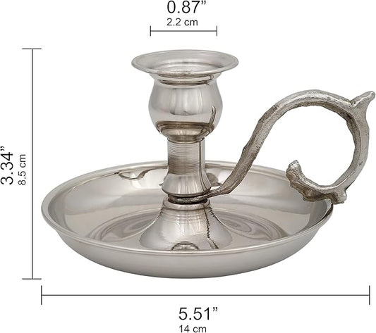 Copper Handmade Candle Holder for Rustic Home Decor with Handle Metal Candle Holders for Pillar Candles Gothic Decor Candlestick Holders (Nickel)