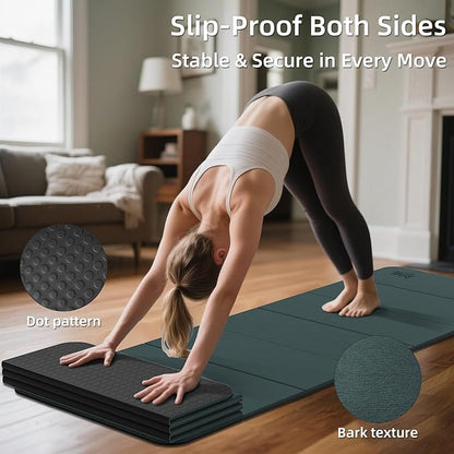 1/2 Inch Extra Thick Yoga Mat Pilates Equipment, 69"x24" Odorless Workout Mats for Home Gym, Non-slip Exercise Mats for Women Men Home Workout, Foldable Yoga Mats for Travel Camping Sleeping