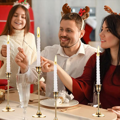 Candlestick Holders Brass Gold Metal Taper Candle Holders, Set of 6 Vintage Decorative Centerpiece Candelabra Tall Candle Stands for Table Mantel Wedding Housewarming