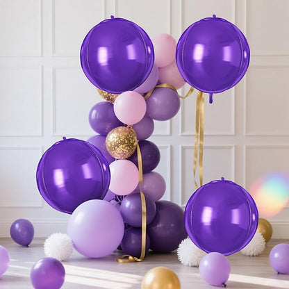 Purple Round Foil Balloons 9 pcs,Purple Giant 4D Round Balloons 22 Inch for Wedding Graduation Anniversary Baby Shower Birthday Party Decorations
