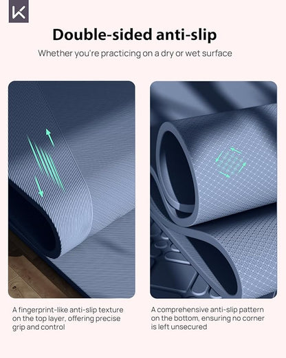 KEEP Yoga Mat, 32" Extra Wide Exercise Mat with Strap for Men and Women, 7mm Thick Double-Sided Non-Slip Eco-friendly Yoga Mat for Pilates, Workout and Fitness