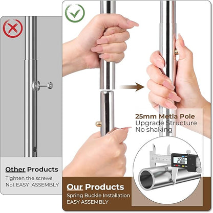 Heavy Duty Clothes Rack, Rolling Clothing Rack With Shelves Load 620 LBS, Double Rod Clothing Racks for Hanging Clothes , Portable& Adjustable Rack with Wheels Garment Rack (Large, Light Silver)