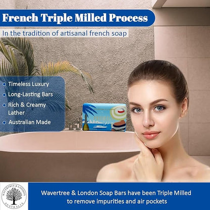 Wavertree & London Prosecco Scented Natural Soap (8 Bars), 7oz Moisturizing French Triple Milled Soap Bars enriched with shea butter - Pure Plant Oil Bath & Body Bars for All Skin Types
