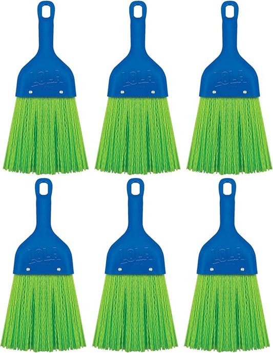 LOLA Whisk Broom, Hand Brush, 6 Pack Durable Bristles, Whisks Away Dirt & Debris, Compact, Hang Hole for Easy Storage, Indoor/Outdoor