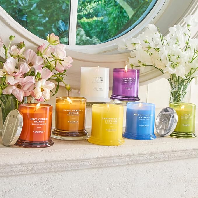 HomeWorx by SLATKIN + CO. Candle- Fresh Cotton Clouds, 8 oz. Premium Scented Candle - 25-35 Hours Burn Time