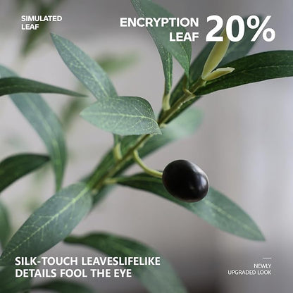 7FT Olive Tree Artificial Indoor Faux Plant - Tall Fake Silk Tree, Natural Trunk, Easy Maintenance Fake Tree Home Decor - Large Indoor Plant for Living Room, Office, Modern Home,VN356