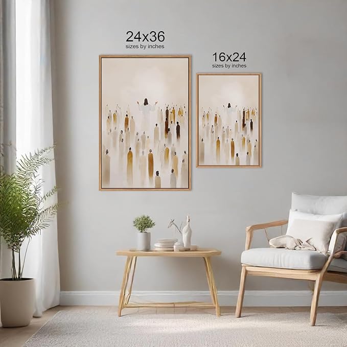 HLNIUC Jesus Feeds The 5000 Easter Christian Wall Art Set of 3, Minimalist Canvas Wall Decor, Bible Scripture 24"x36" Framed Art, Abstract Religious Prints for Living Room, Bedroom, Church