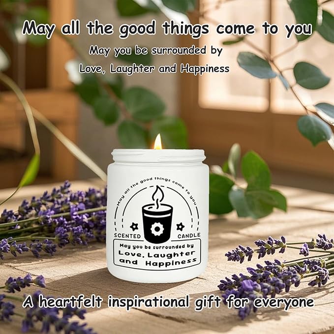 Inspirational Gifts for Women, Scented Candles, Lavender Eucalyptus Candles for Home Scented, Aromatherapy Candle, Soy Wax Candle for Stress Relief and Relax, Christmas, Birthday, Valentine Gifts