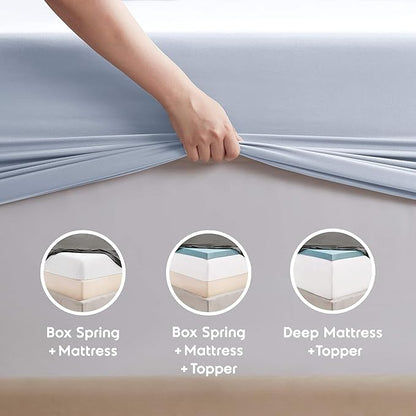 Nestl Twin XL Sheet Set - College Dorm Size - Luxury 1800 Ultra-Soft Microfiber Twin Extra Long Bed Sheets - Deep Pockets - Easy Fit - Extra Soft - 3 Piece Set (Twin XL, Ice Blue)