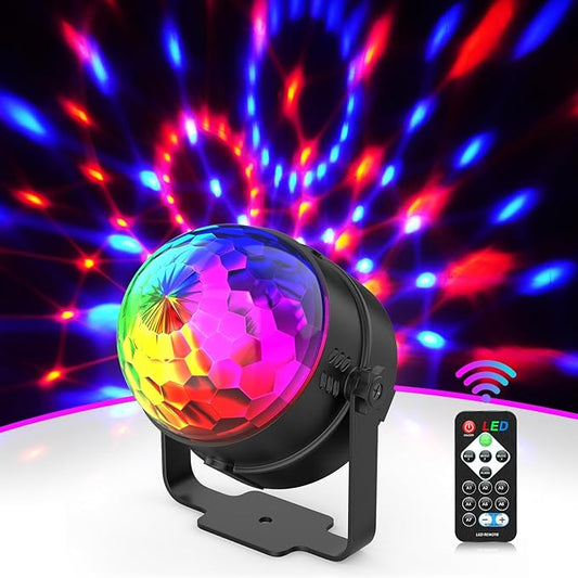 Disco Ball Party Lights, Sound Activated with Remote Control Dj Lighting, Rotating Disco Ball Light for Party Birthday Christmas Decorations Light