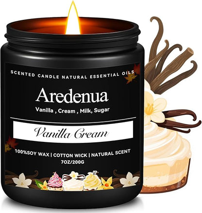 Vanilla Cream Odor Eliminating Candles – Home Air Freshener Soy Candles for Removing Pet, Kitchen & Bathroom Odors, Fresh Air Vanilla Scented Candle, Long-Lasting Candle Gift for Smell Removal