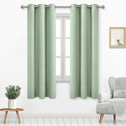 DWCN Light Green Blackout Curtains for Bedroom, Room Darkening Thermal Insulated Grommet Window Drapes for Living Room - W42 x L72 Inches, 2 PCS