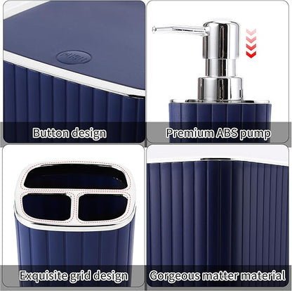 26PC Bathroom Accessories Set - Gorgeous Blue Bathroom Set, Bathroom Accessory Set, Blue Shower Curtain Set with Bathtub Mats for Shower Tub